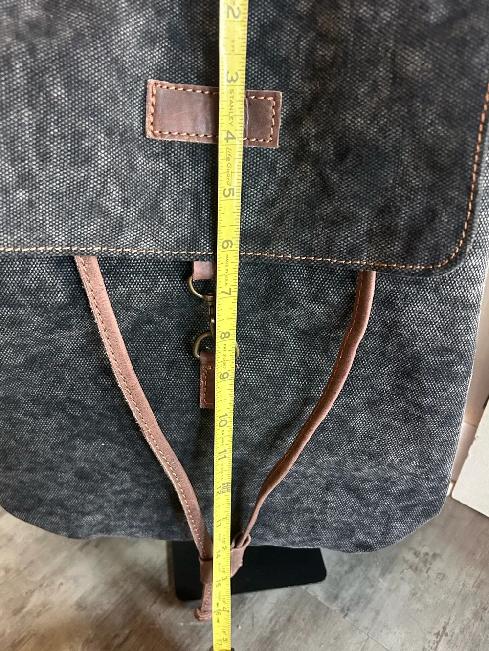 Vintage Addiction Cotton Canvas Leather Backpack Gray Brown Travel Rucksack